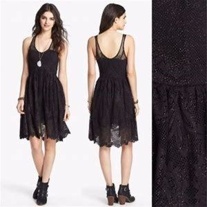 Free People Black Kristal Foil Print Dress